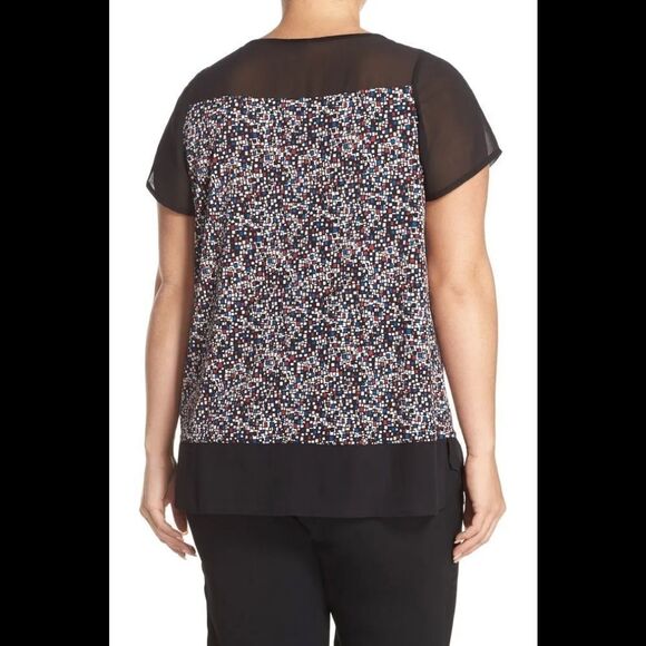 Vince Camuto 'Mosaic Flutter' Mixed Media Top Sz1X - Picture 2 of 11